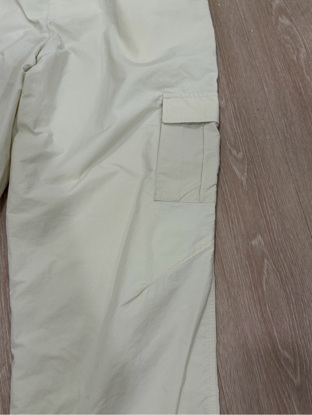 Vans Cream Riley Cargo Parachute Pants with Drawstring Waist - Picture 7 of 9